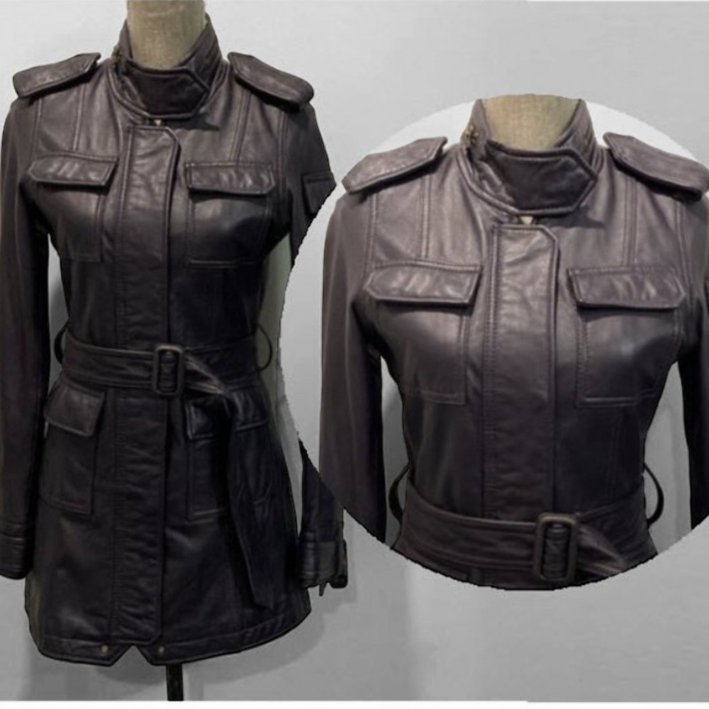 TWO Percent Purple Leather Moto coat